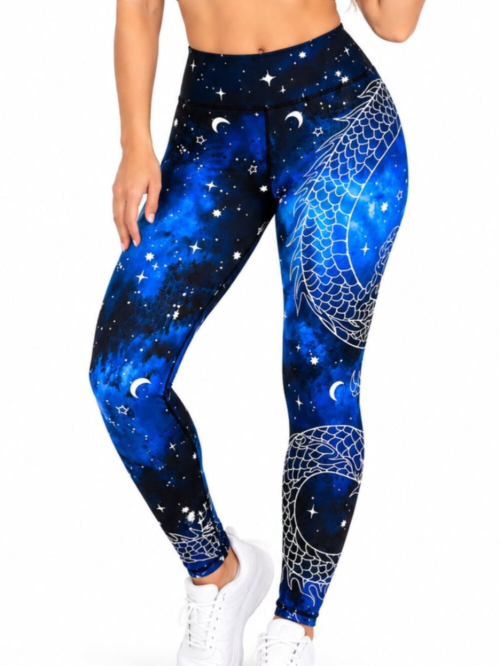 Celestial Dragon Galaxy Leggings – Blue & Black - Size Small